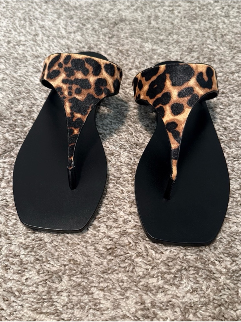 H&M Leopard Print Thong Sandals - Black & Brown
